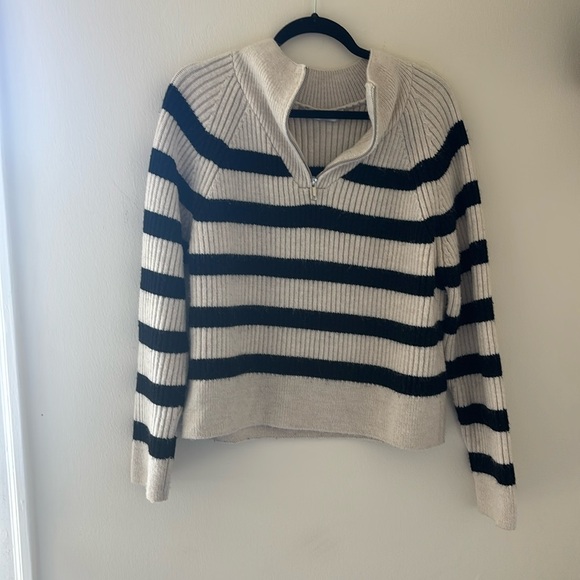 Striped Zip Up Sweater - Picture 1 of 3